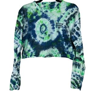 Vans Tye-Dye Long Sleeved Crop Top Home Custom Cut & Dye Size Small Off The Wall